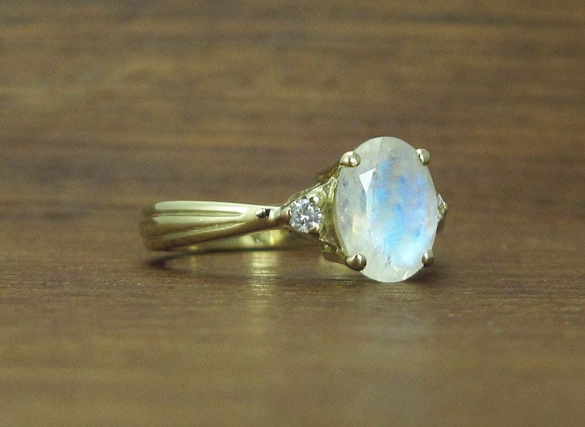 Wedding - Moonstone Antique Engagement Ring, Antique Gold Ring, Vintage Moonstone Ring, Vintage Oval Engagement Ring, Antique Style, Promise Ring
