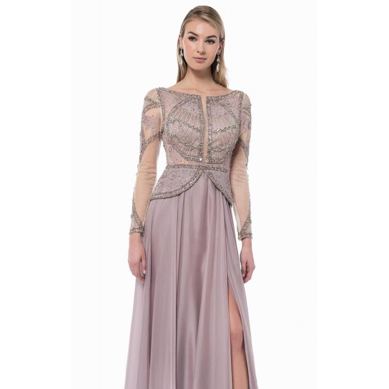 Wedding - Mink Long Sleeved Chiffon Gown by Terani Couture Evening - Color Your Classy Wardrobe