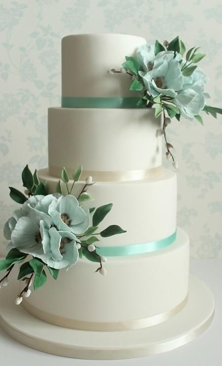 Hochzeit - 3 AQUA / TEAL Wedding Cakes