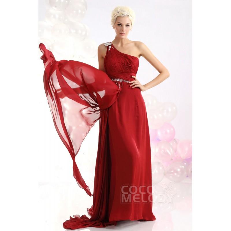 زفاف - Dramatic Sheath-Column One Shoulder Chiffon Evening Dress COZF13022 - Top Designer Wedding Online-Shop