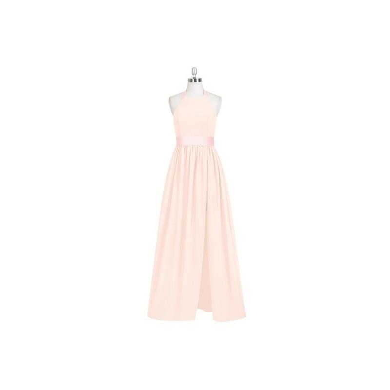 Hochzeit - Pearl_pink Azazie Aurora - Bow/Tie Back Chiffon And Charmeuse Floor Length Halter Dress - Charming Bridesmaids Store
