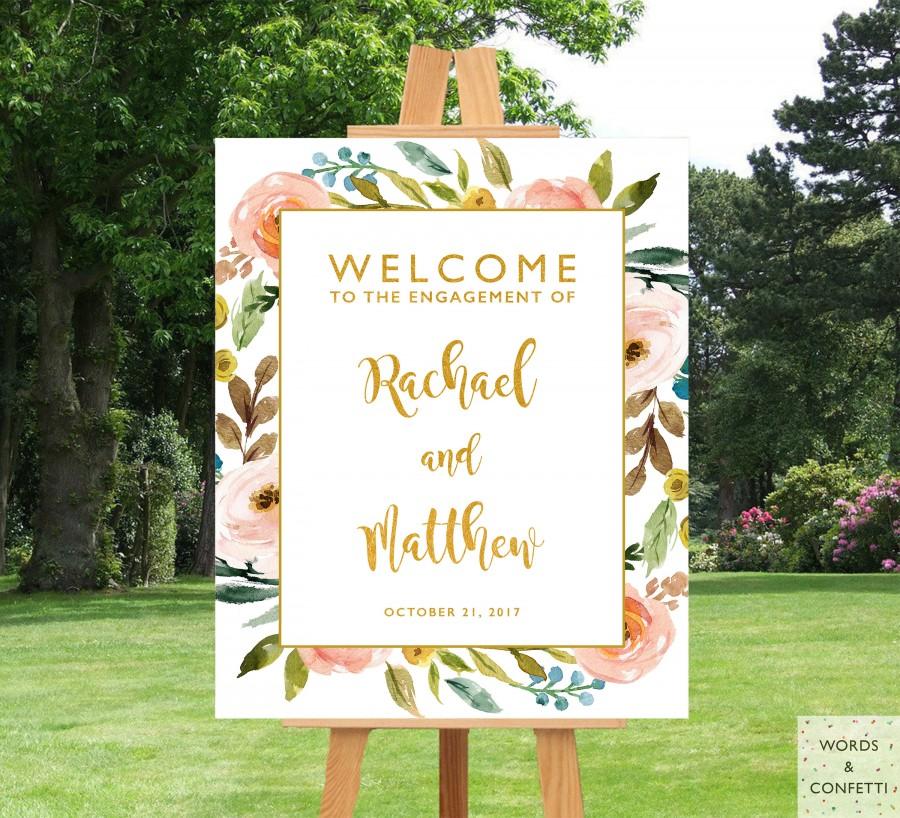 زفاف - Engagement Party Decorations Rustic, Engagement Party Decor, Sign, Printable, Ideas, Banner, Floral, Gold, Welcome Sign, Engagement Decor