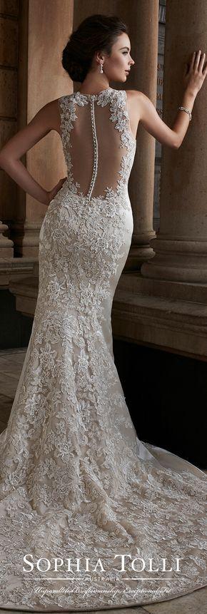 Wedding - Lace Trumpet Wedding Dress With Illusion Neckline - Sophia Tolli Y21739