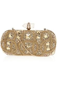 Mariage - Women's Metallic Lily Embroidered Clutch Bag