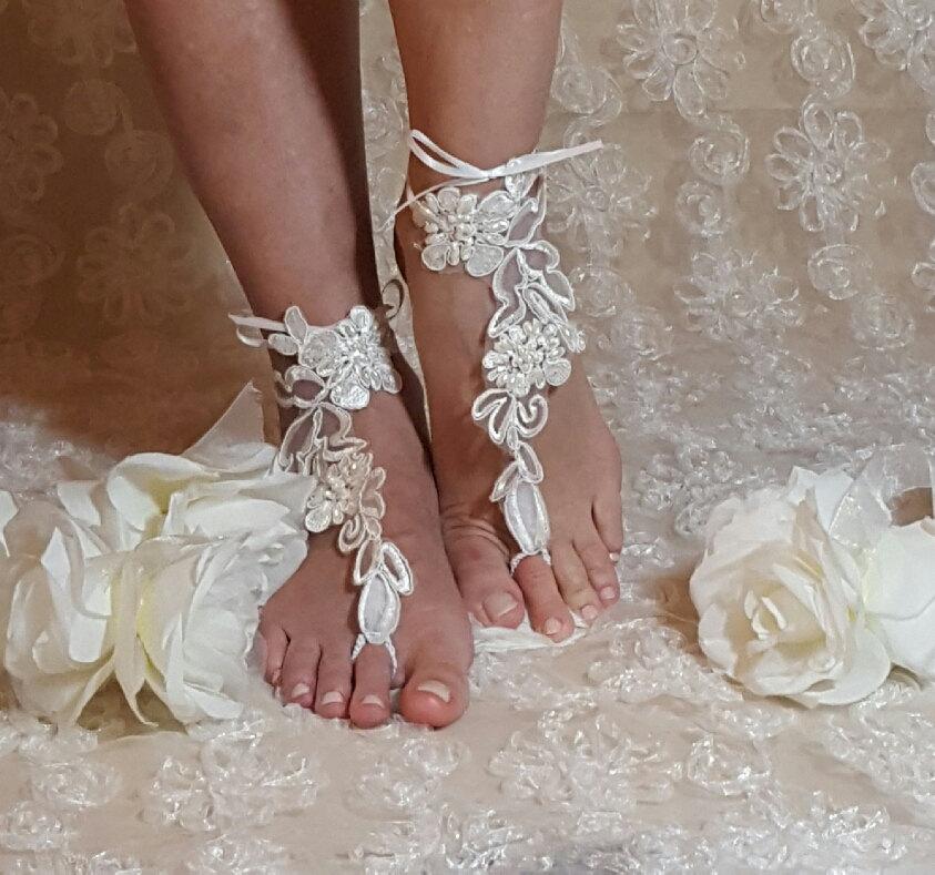 Свадьба - Wedding Barefoot Sandals,Wedding Beach Sandals,Barefoot Sandals,anklets,Wedding Shoes,Poolsides Sandals,Destination Wedding,Wedding Apparel