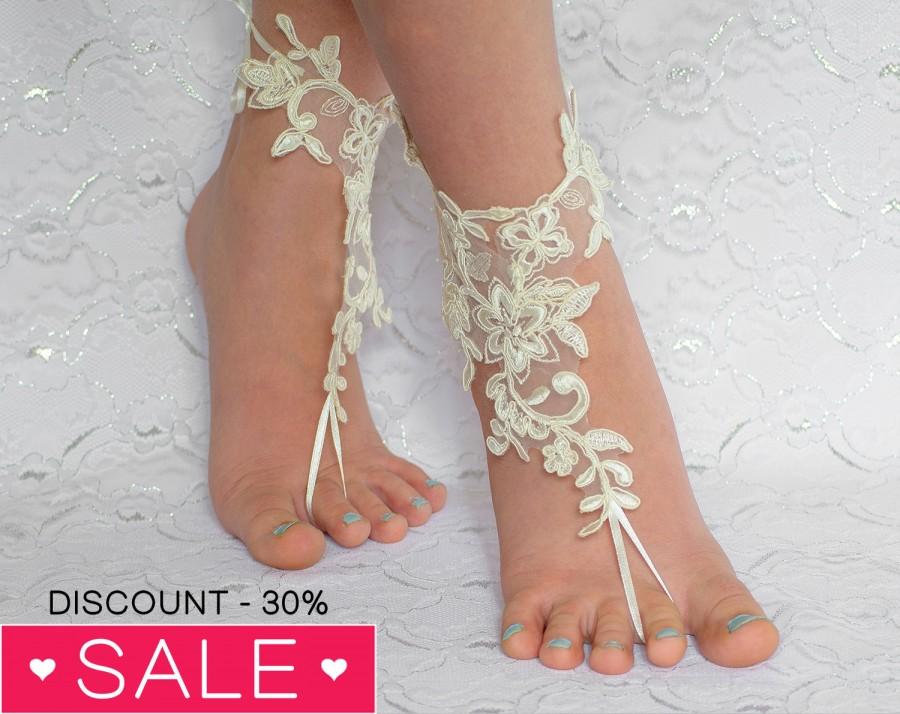Hochzeit - Ivory Lace wedding shoes, beach wedding shoes, wedding lace shoes, bridesmade gift, beach shoes 10