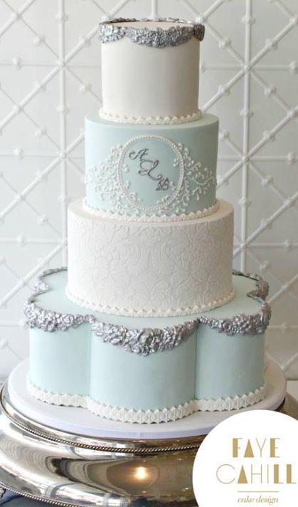 Wedding - Mint Green And White Wedding Cake