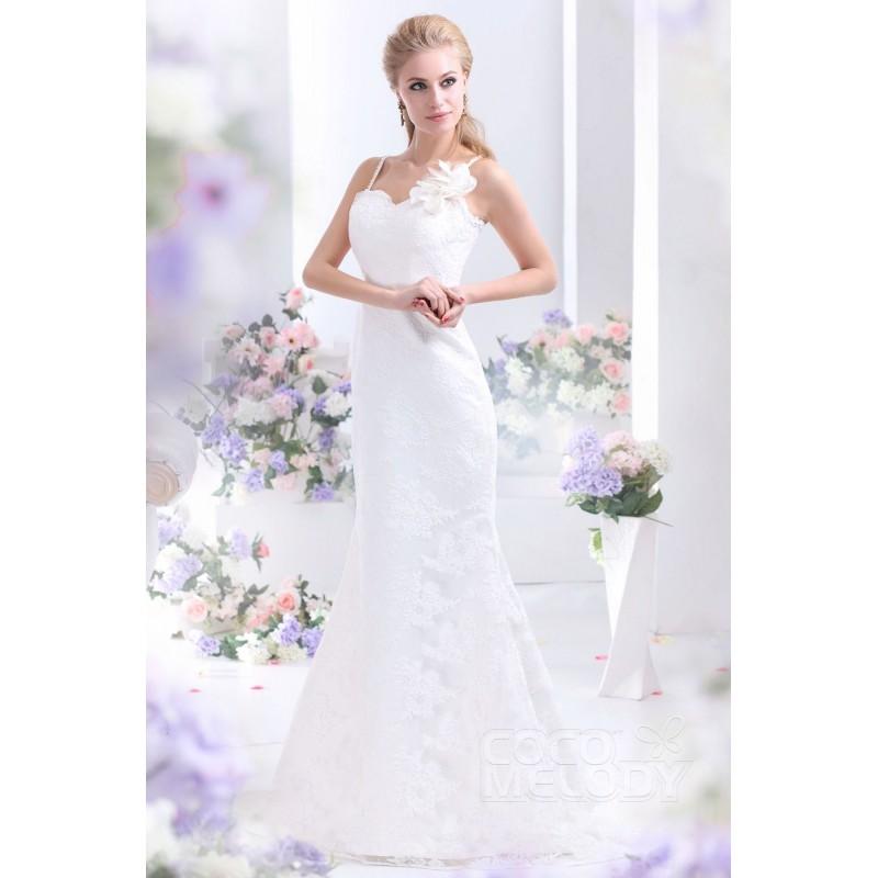 Свадьба - Sexy Sheath-Column Spaghetti Strap Sweep-Brush Train Lace Wedding Dress CWKT13001 - Top Designer Wedding Online-Shop