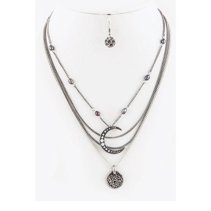 Mariage - Semi Precious Stone Filigree Teardrop Necklace Set