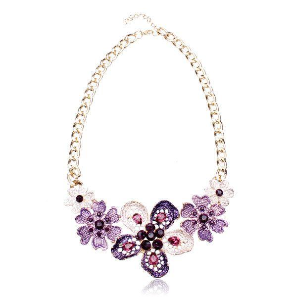 Mariage - Oil Drip Crystal Flower Choker Necklace