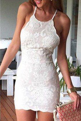 زفاف - Lace Fashion Solid Color Bodycon Dress