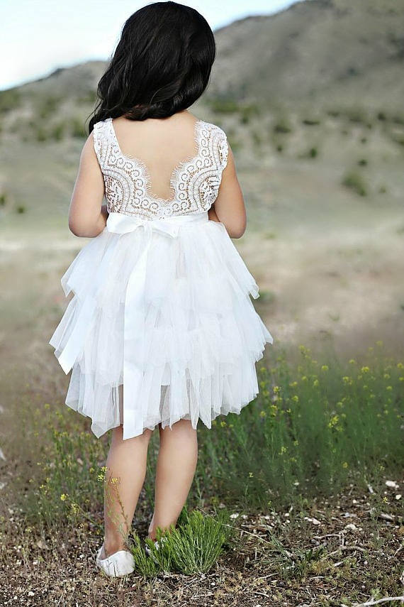 Wedding - White flower girl dress,White lace dress,White tutu dress,Toddler lace dress, flower girl lace dresses, rustic flower girl dress,Birthday