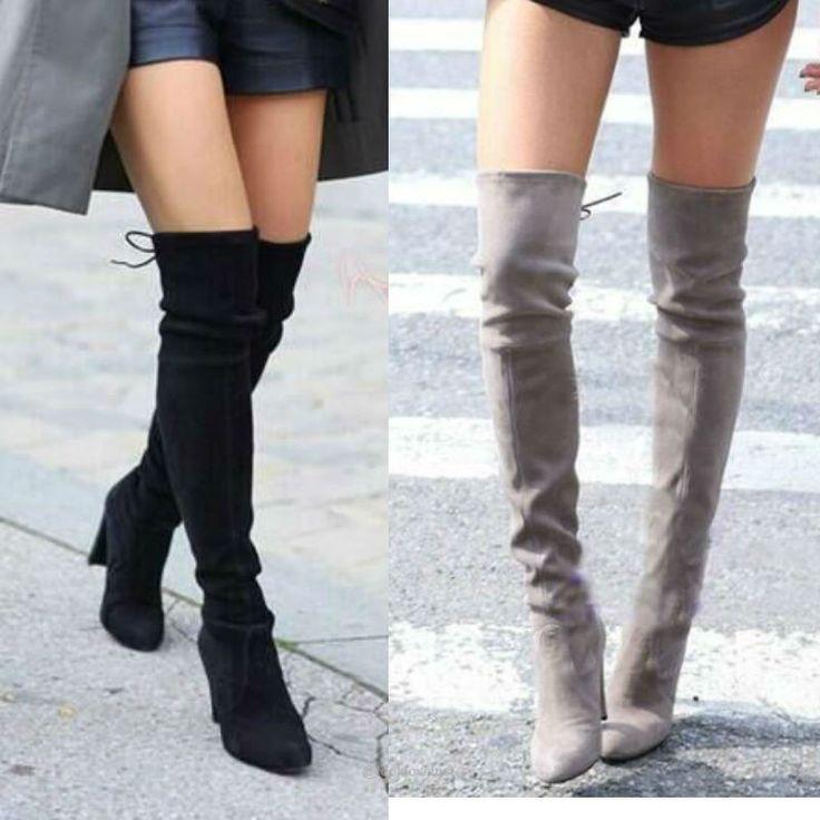 Wedding - Stretch Faux Suede Slim Thigh High Over Knee Boots