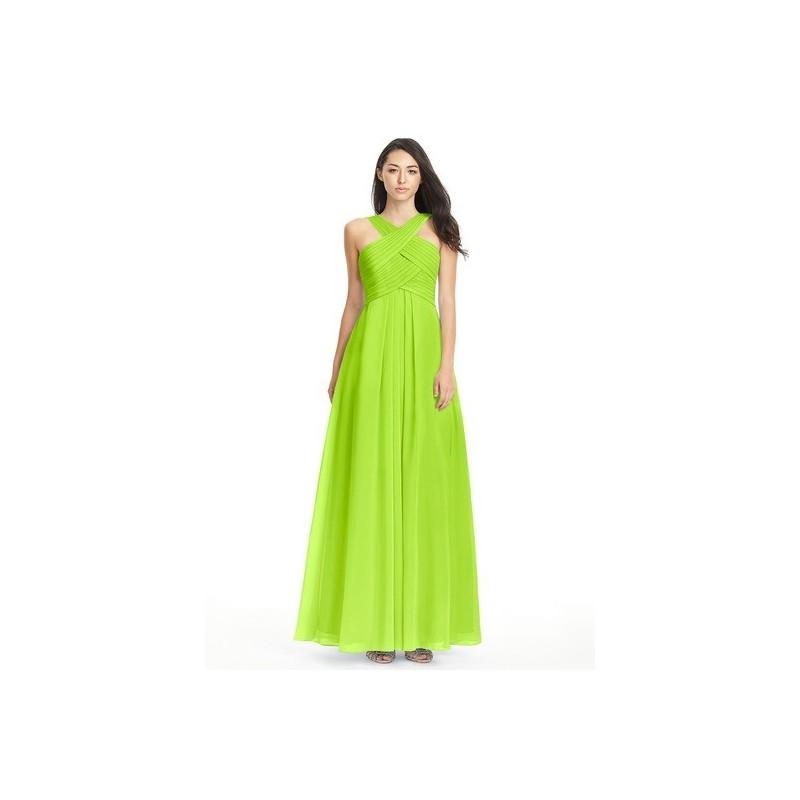 زفاف - Lime_green Azazie Kaleigh - Back Zip Chiffon Floor Length V Neck Dress - Cheap Gorgeous Bridesmaids Store