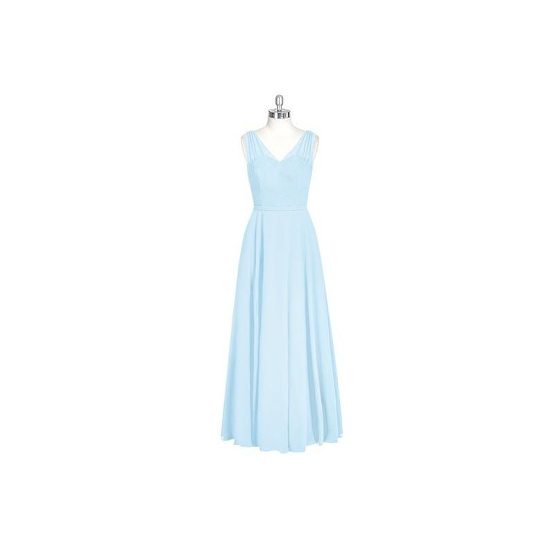 Mariage - Sky_blue Azazie Eileen - V Neck Floor Length Chiffon And Lace Illusion Dress - Charming Bridesmaids Store