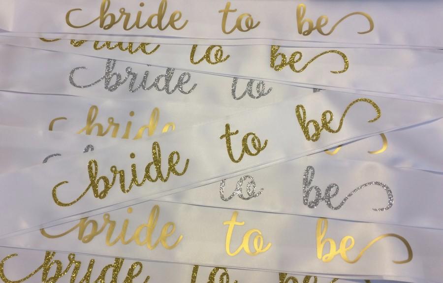Свадьба - Bride to Be Sash // Satin Ribbon Bridal Sash // Bridal Shower Sash // Bachelorette Party Sash // Bridal Sash // Glitter Bride to Be Sash