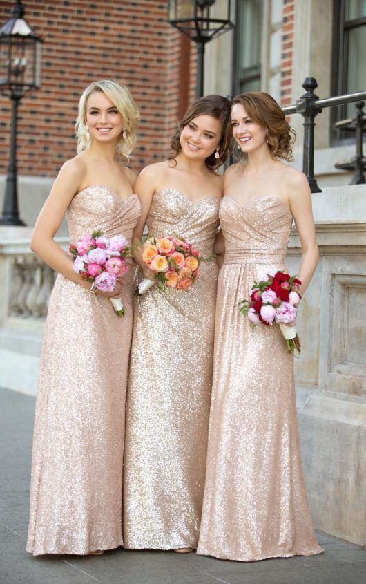 Wedding - Floor Length Sequin Metallic Bridesmaid Dress