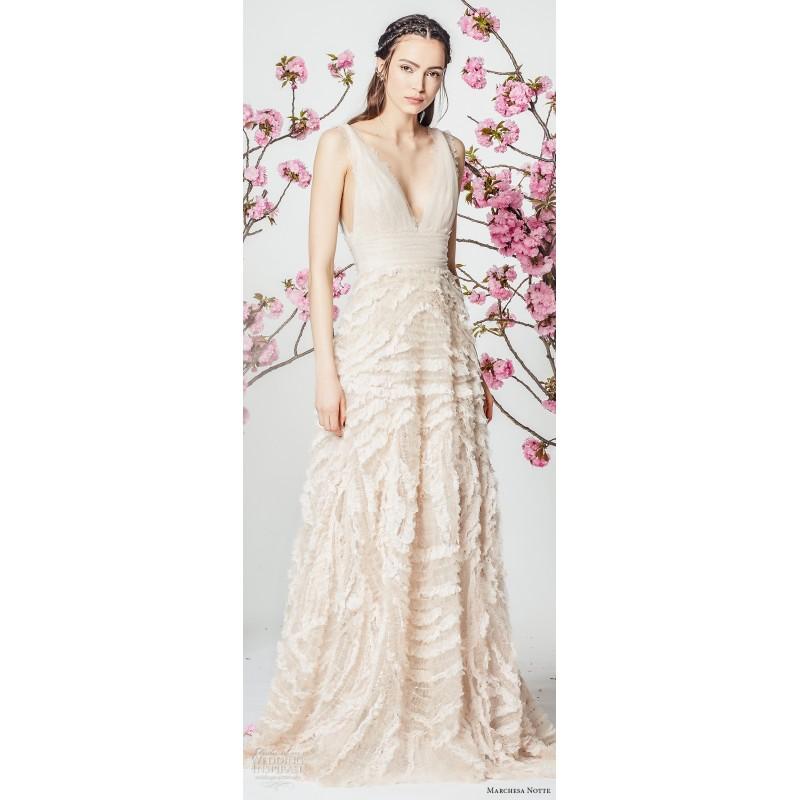 Hochzeit - Marchesa Notte Spring/Summer 2018 Elegant Aline Bridal Gown Elegant Spring Garden V-Neck Aline Sleeveless Bridal Gown - Charming Wedding Party Dresses