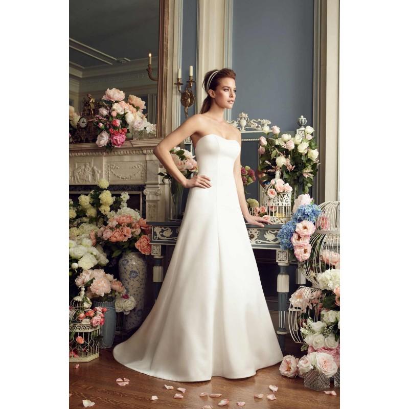 زفاف - Mikaella Fall/Winter 2017 Style 2166 Satin Bow Simple Cathedral Train Strapless Ivory Aline Sleeveless Bridal Dress - Top Design Dress Online Shop