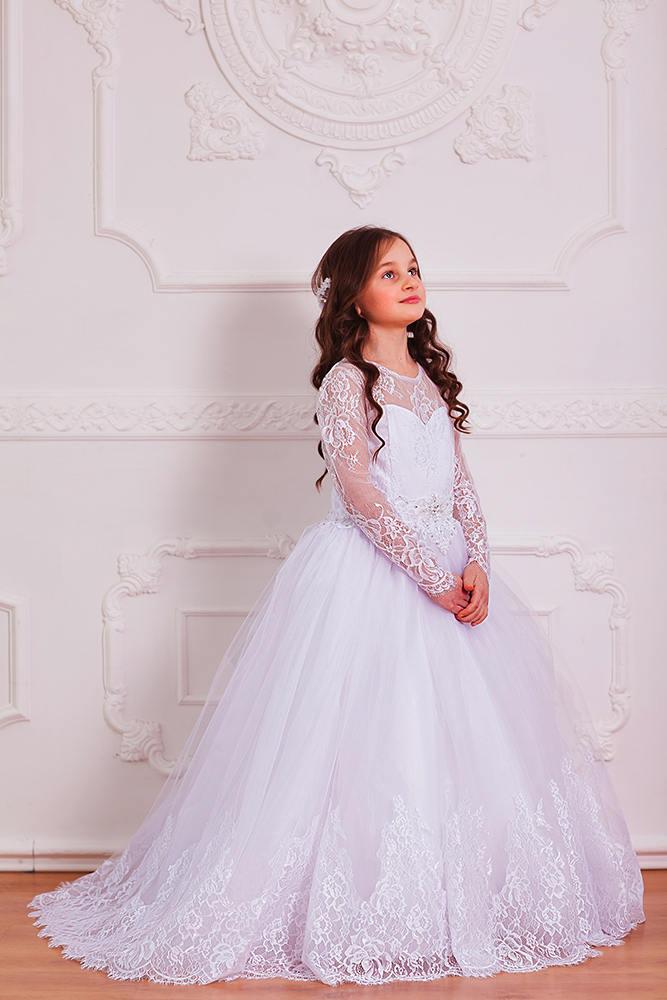 زفاف - White Flower Girl Dress • Holy Communion Dress • Birthday • Wedding Party • Holiday • Princess Dress • Tulle Gown • Fairy Princess Gown