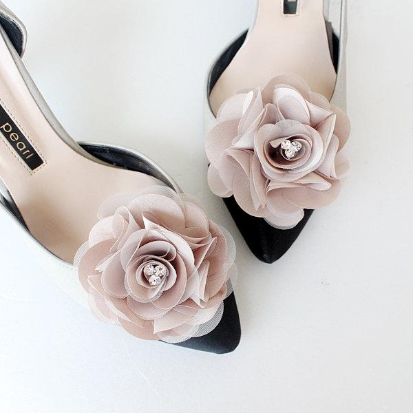 زفاف - Detachable Moka Bridal Shoe Clips,Shoe Clips,Wedding Clips, Bridal Shoe Accessories,wedding shoes corsage,shoeclip,shoes clip