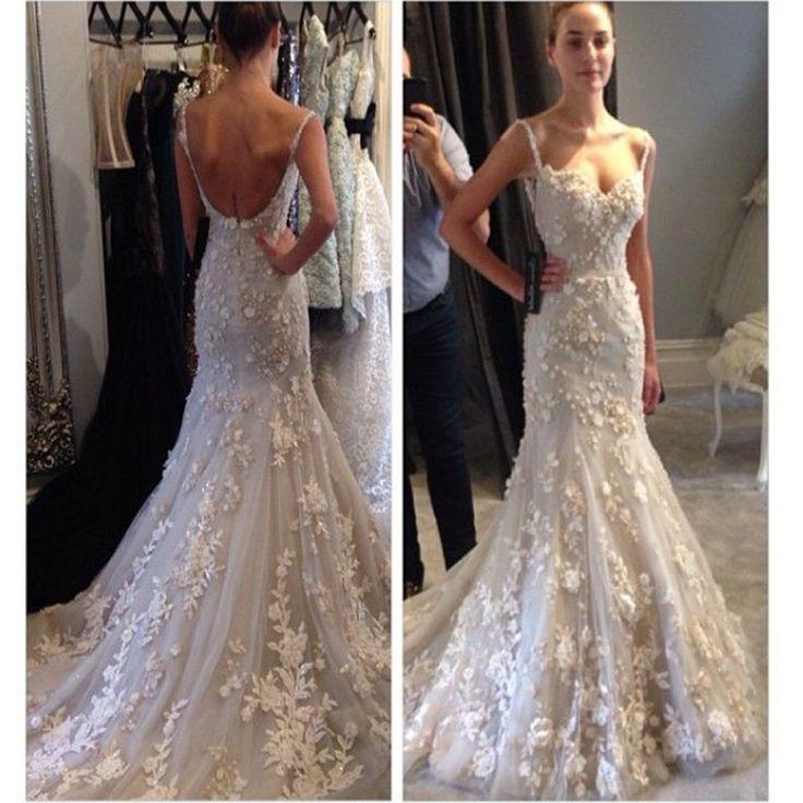 Свадьба - Appliques Spaghetti Straps Backless Mermaid Sexy Unique Style Wedding Dress Bridal Gown, WD0101