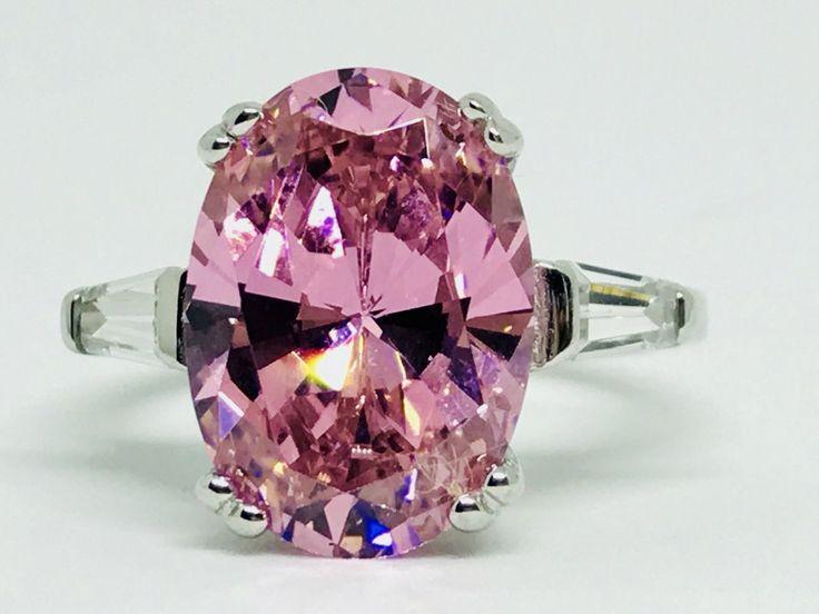 Hochzeit - A Fancy Pink 5.9CT Oval Cut Russian Lab Diamond Solitaire Ring