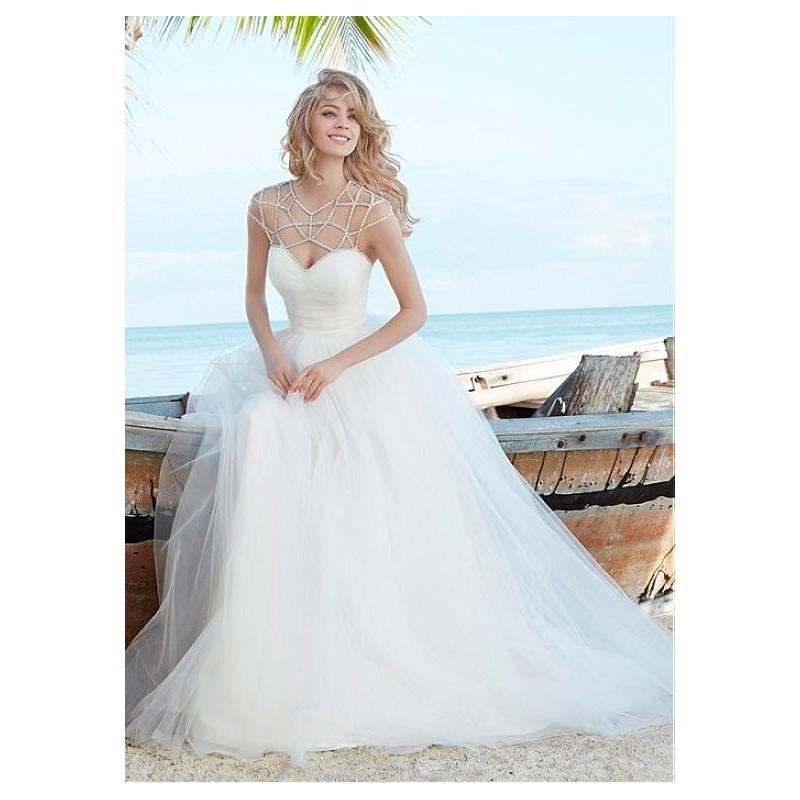 Hochzeit - Elegant Tulle Jewel Neckline A-line Wedding Dress - overpinks.com