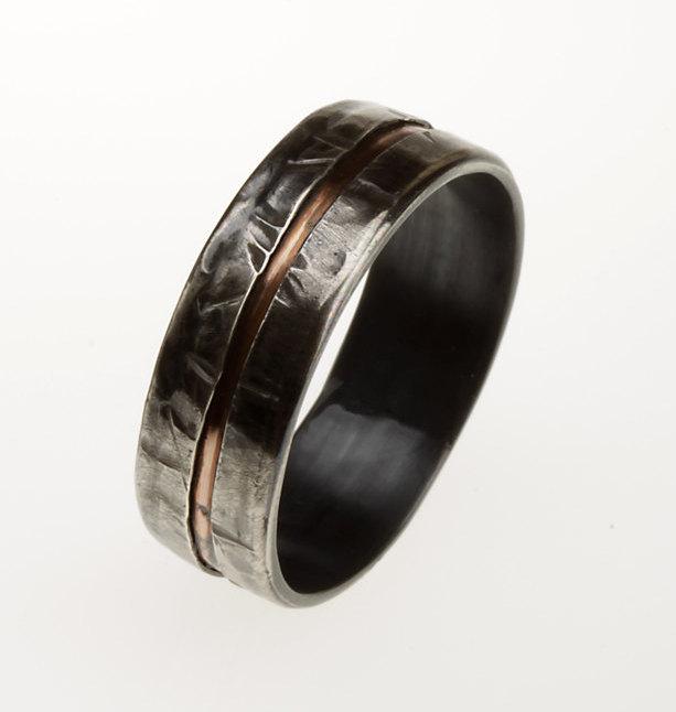 Wedding - Rustic Men's ring, Mens Wedding Band, Engagement Ring, Copper ring, Unique men's ring, Gift for men, Wedding band ring, Two tone, RS-1081