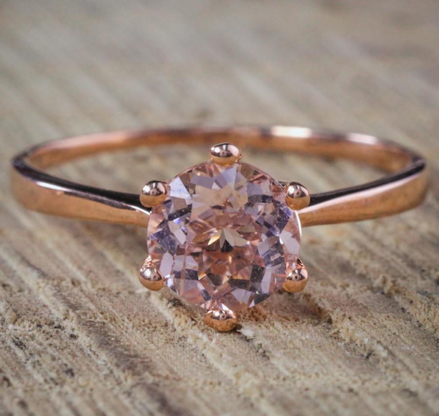 Wedding - Bestselling Morganite Engagement Ring on Sale: 1 Carat Morganite Solitaire Engagement Ring in Rose Gold