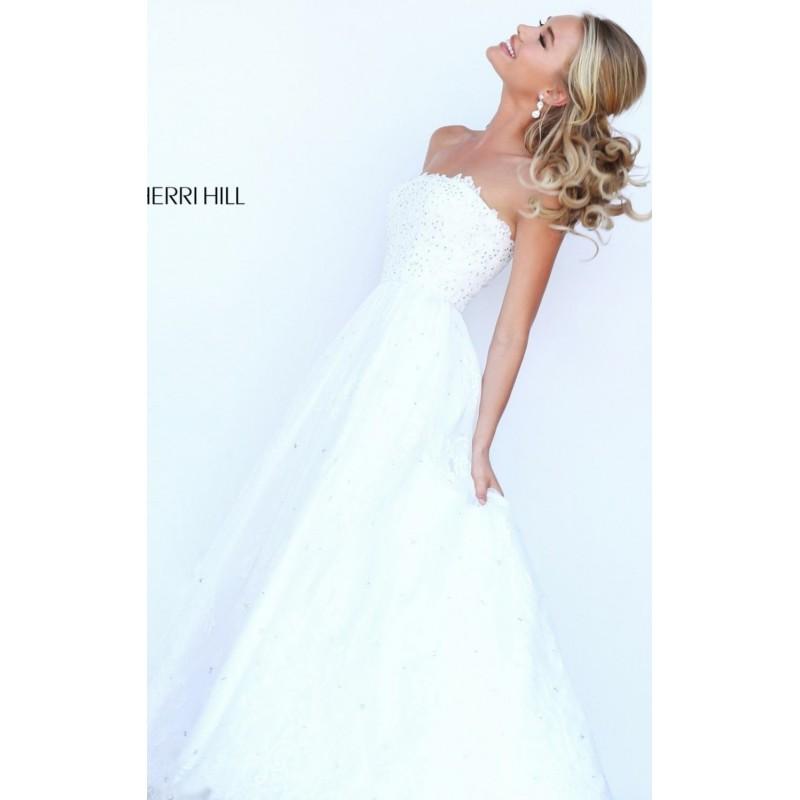 Wedding - Ivory Beaded Strapless Gown by Sherri Hill - Color Your Classy Wardrobe
