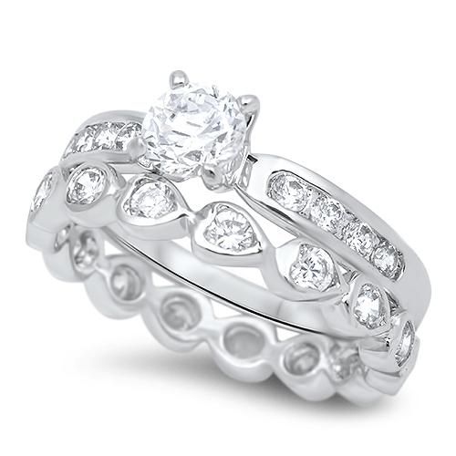 Wedding - A Perfect 1CT Round Cut Russian Lab Diamond Bridal Set
