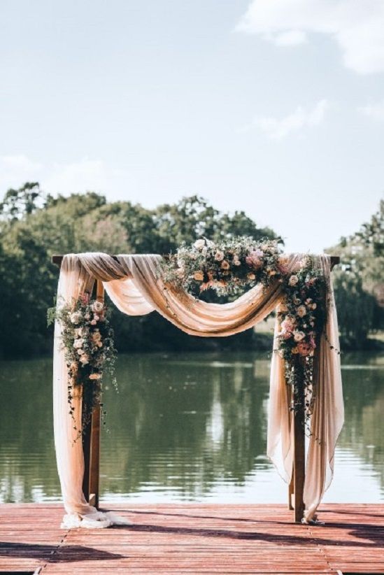Mariage - Beautiful Simplicity Wedding Arch With Fabric Draping