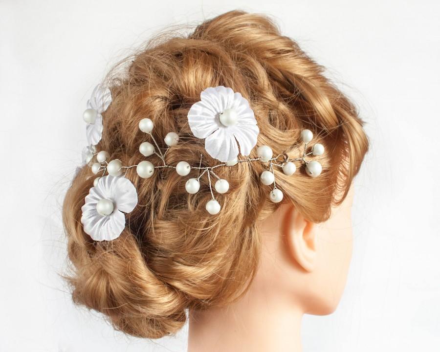 Hochzeit - Floral circlet, Fabric flower circlet, Wedding Flower Hair Vine, Wedding halo, Circlet bridal, Hairband wedding, Hair accessories