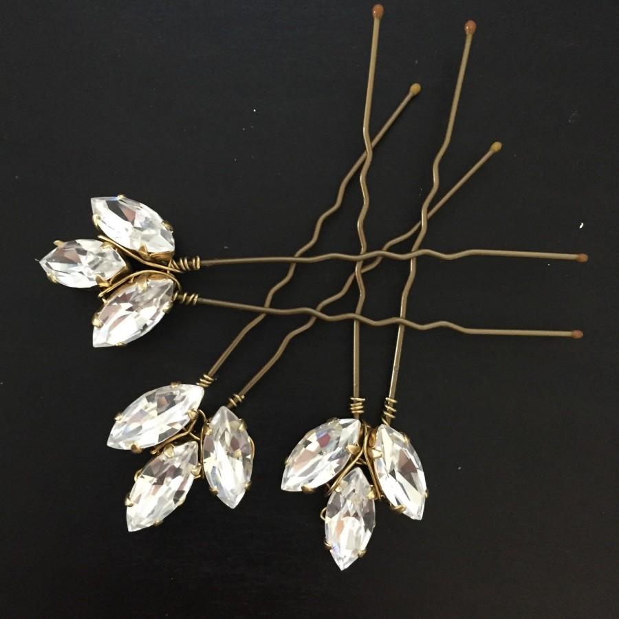 Hochzeit - Bridals hair pins , bridesmaid hair pins , crystal hair pins , hair pins Gold or silver