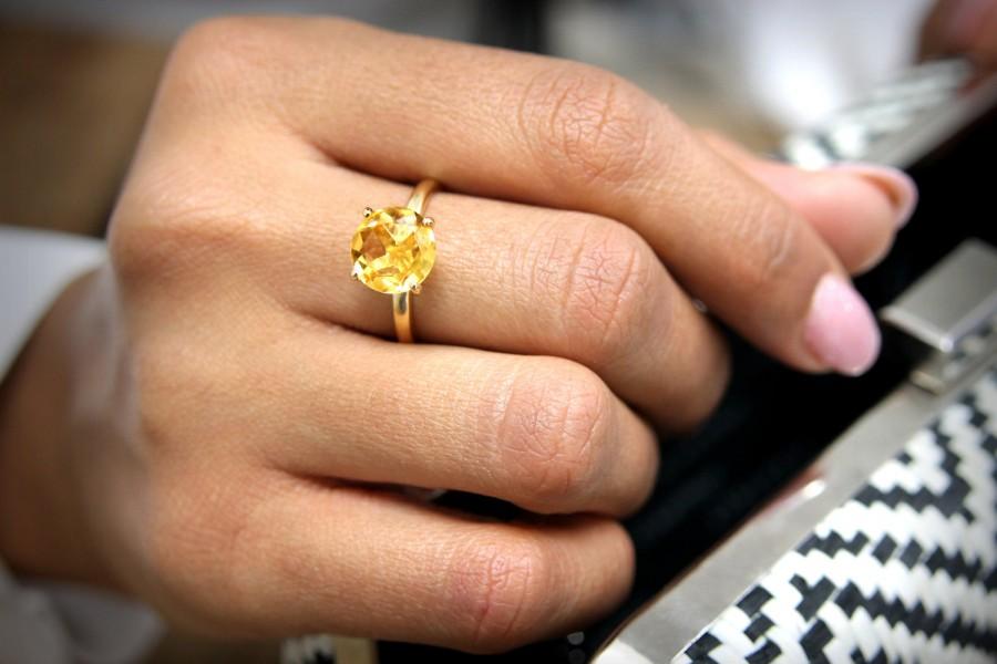 زفاف - 14k solid gold ring,Citrine ring,solid gold band,stacking ring,gold ring,gemstone ring,fine rings,delicate cocktail ring