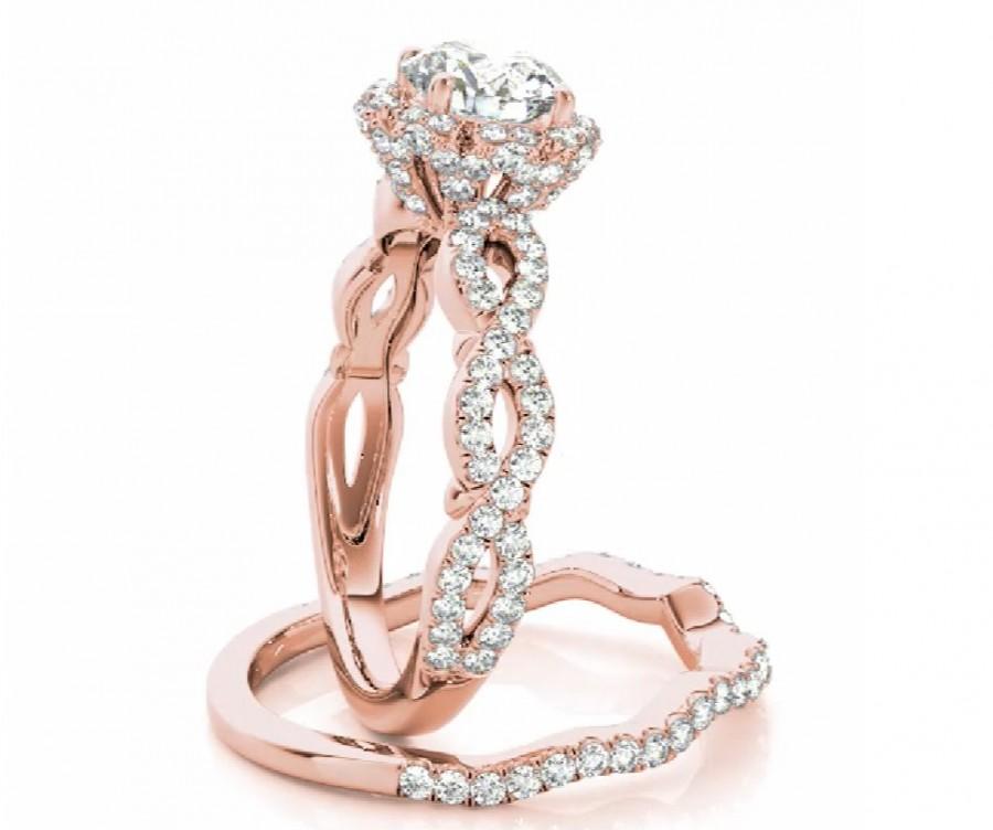 زفاف - Blooming Flower Diamond Engagement Ring, Lotus Flower Diamond Engagement Ring, Unique Flower Diamond Engagement Ring. Rose Gold Flower Ring