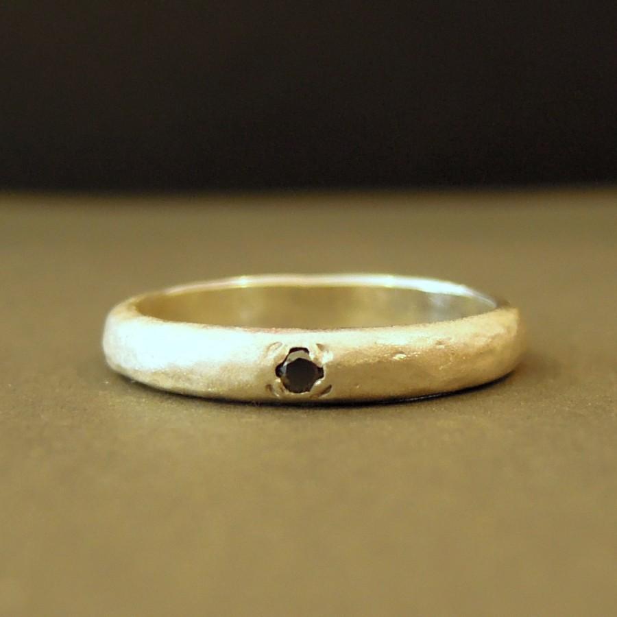 Wedding - Black diamond engagement ring set in sterling silver