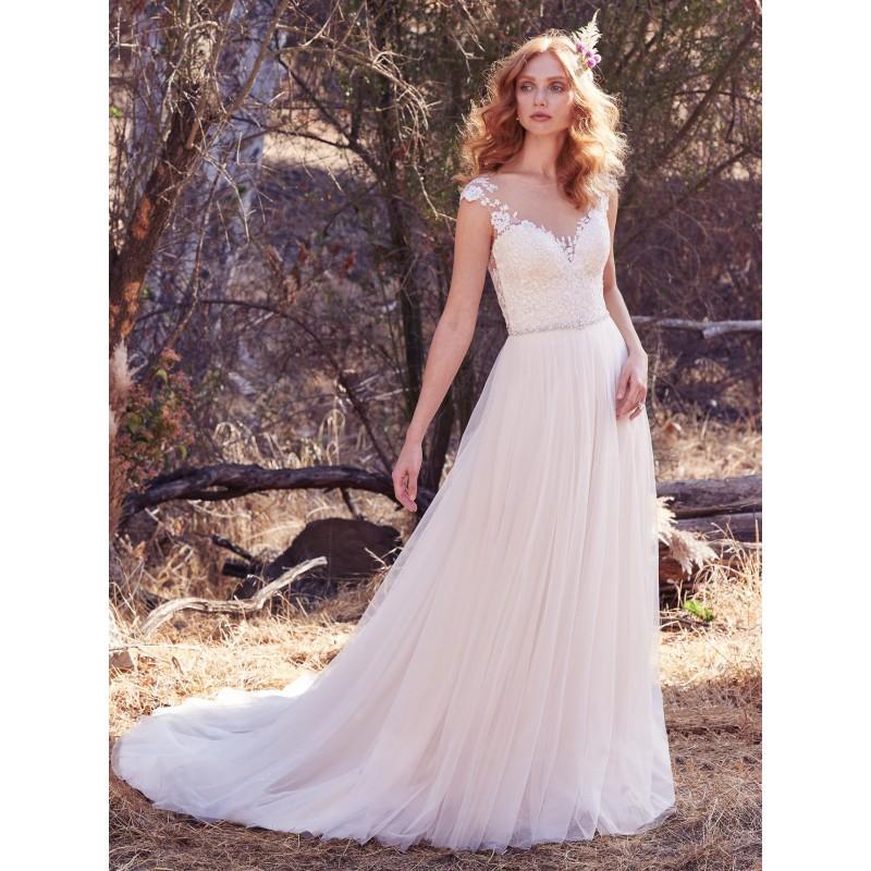 Wedding - Maggie Sottero Fall/Winter 2017 Sonja Sweet Ivory Chapel Train Aline Cap Sleeves Illusion Tulle Appliques Wedding Dress - Rosy Bridesmaid Dresses