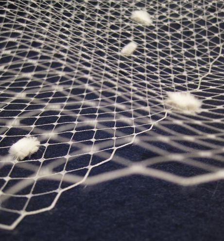 زفاف - IVORY - 1  yard French netting with chenille dots - - for DIY birdcage veils and fascinators