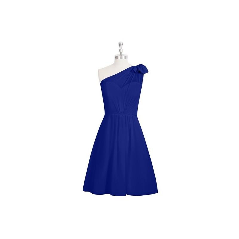 Hochzeit - Royal_blue Azazie Monserrat - Chiffon One Shoulder Knee Length Illusion Dress - Cheap Gorgeous Bridesmaids Store