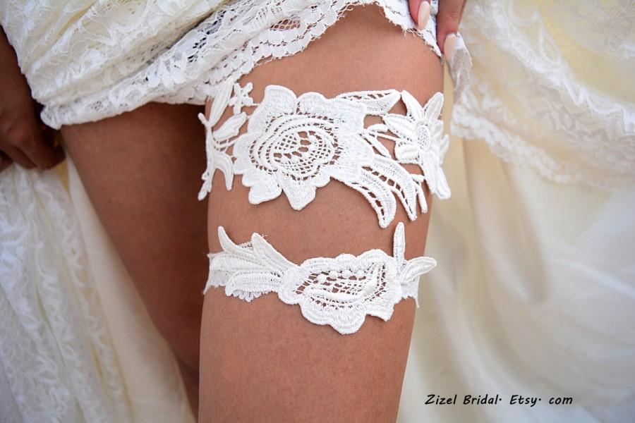 Mariage - Off White Garter, Wedding Garters,  Lace Garters,  Bridal garters,  Garter Sets, Bridal  Accessories, Flower Garters,  Wedding garter Belt