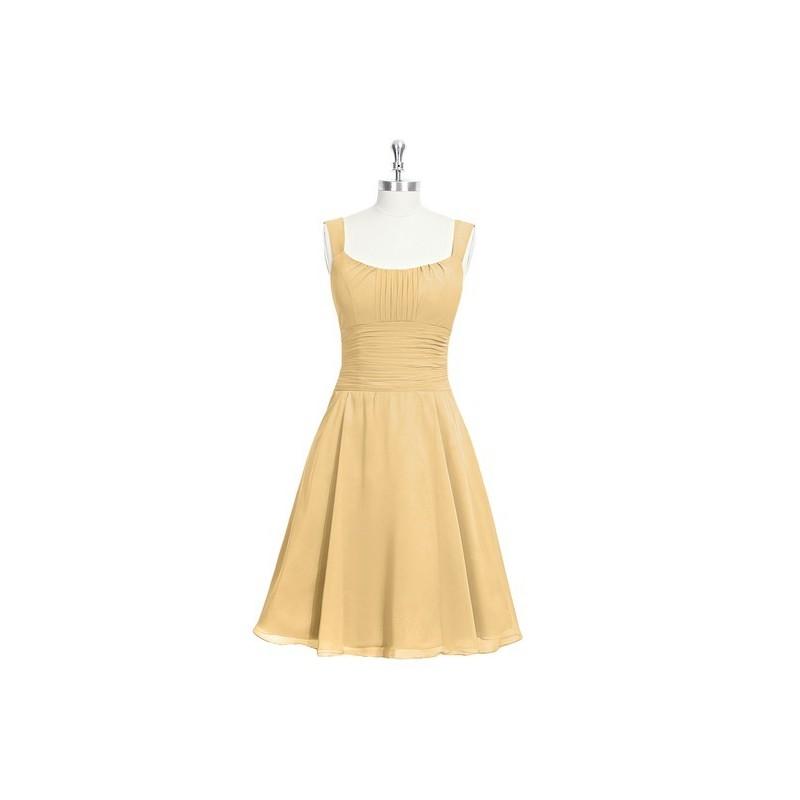 زفاف - Gold Azazie Hannah - Scoop Knee Length Chiffon Scoop Dress - Charming Bridesmaids Store
