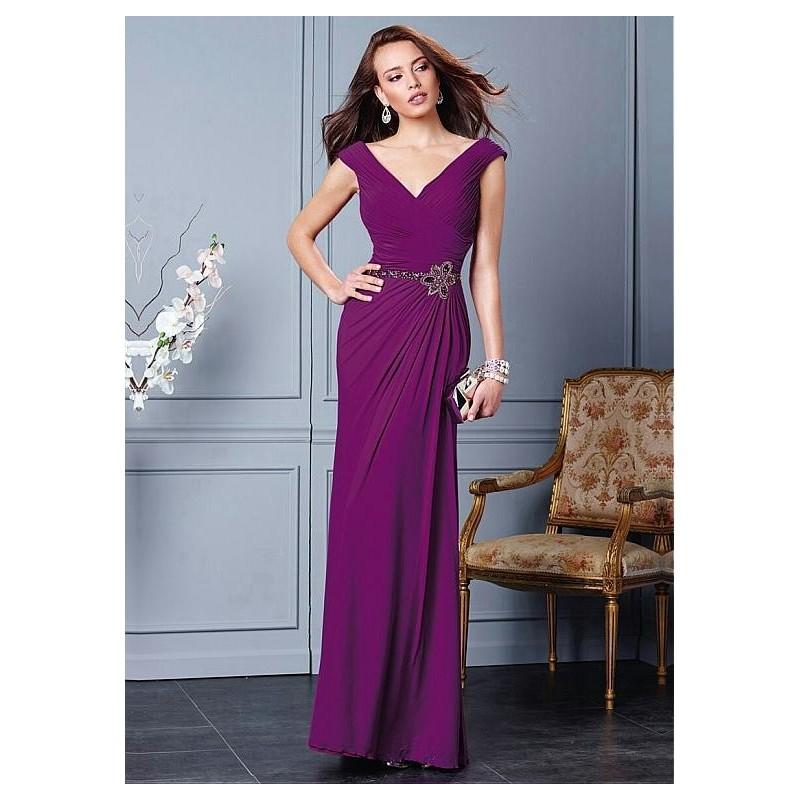 Mariage - Attractive Chiffon V-Neck Sheath Mother of the Bride Dresses With Rhinestones - overpinks.com