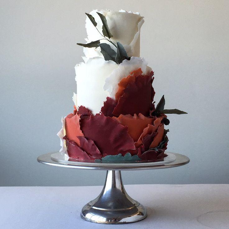Wedding - Burgundy And White Cake