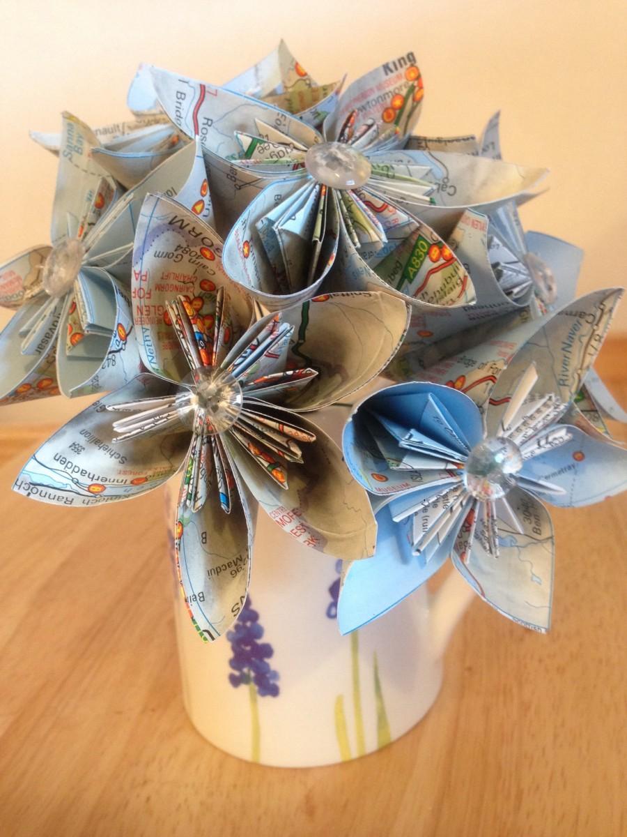 Свадьба - Paper flower bouquet, bridal bouquet, paper flowers, alternative bouquet, literary bouquet, origami bouquet, kusudama, first anniversary