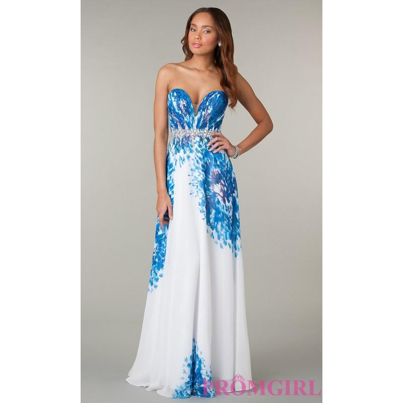 Hochzeit - Strapless Floor Length Print Dress - Brand Prom Dresses