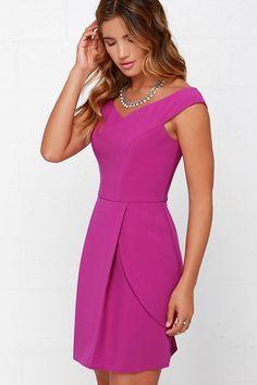 Mariage - Lovely Day Magenta Off-the-Shoulder Dress