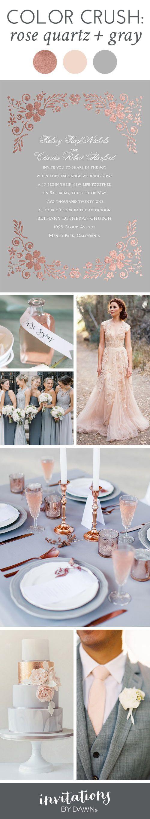Hochzeit - Color Crush: Rose Quartz And Gray