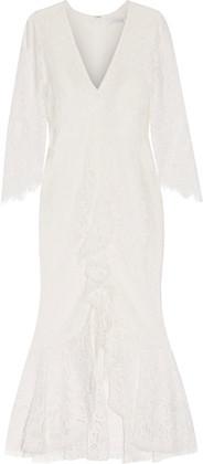 زفاف - Alexis Nadege Crochet-Trimmed Ruffled Corded Lace Midi Dress